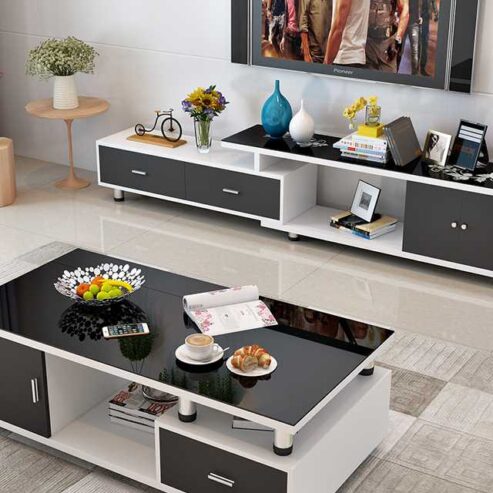 Black and white color center table and TV stand