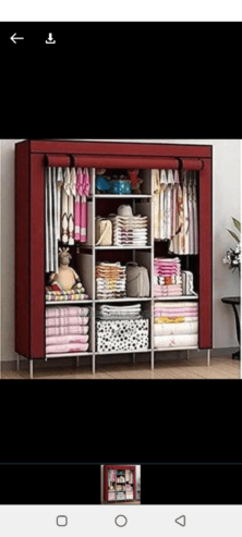 3 column wood and clothe closet- maroon