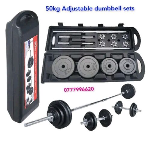 50kg adjustable dumbbell and barbell chrome sets