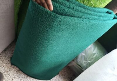 Green woollen carpet