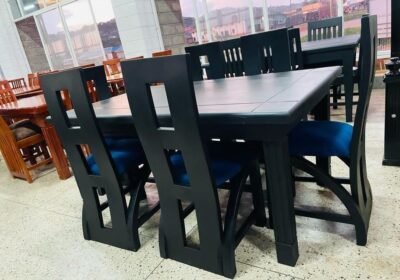 6 seat dining set in black