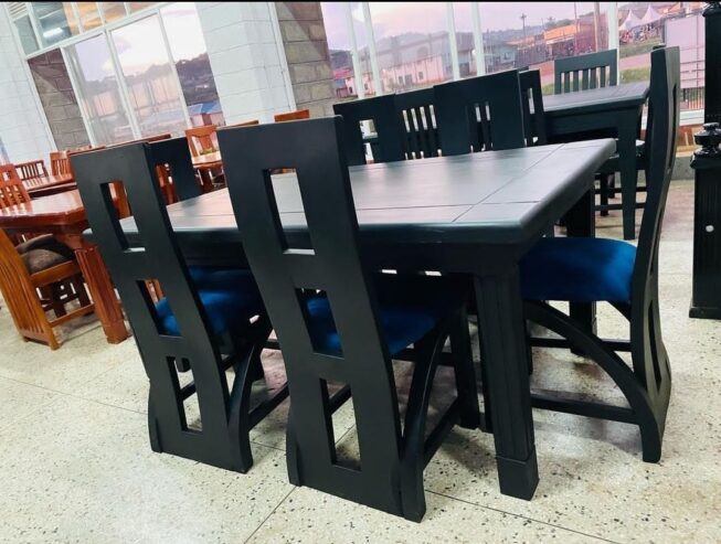 6 seat dining set in black